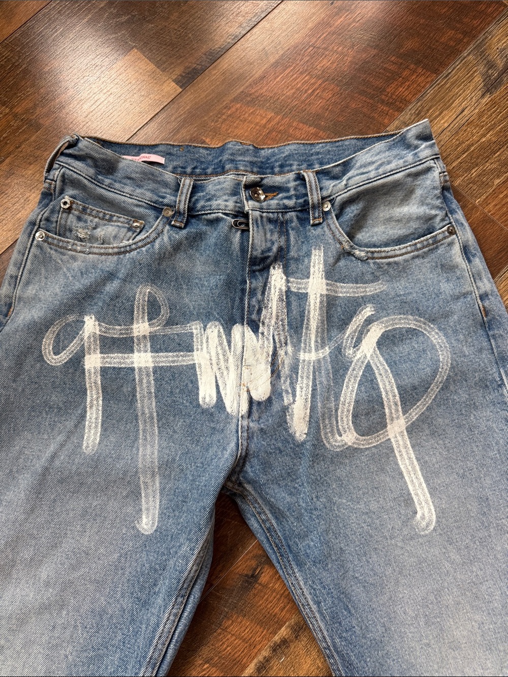 Off-White Graffiti Skate Fit Jeans Vintage Blue Size 30 Made in Italy